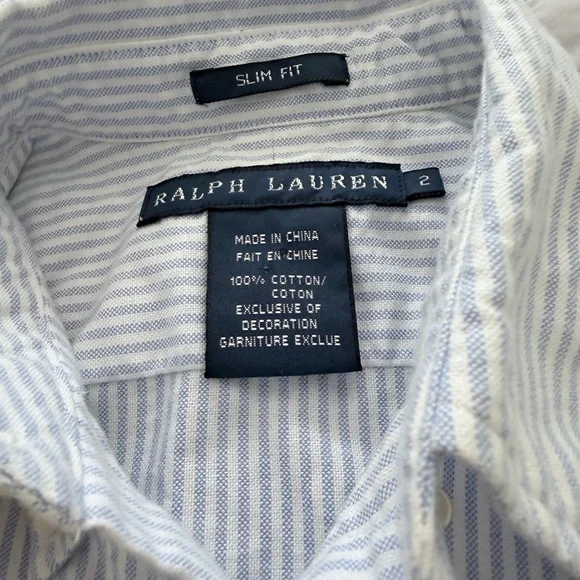 Ralph Lauren Blue Slim Fit Oxford Shirt - Picture 6 of 7